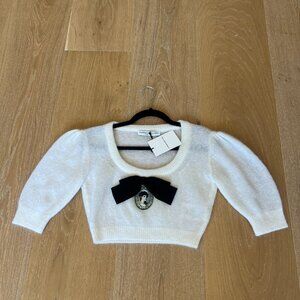 Alessandra Rich Cropped Knit Top With Cameo